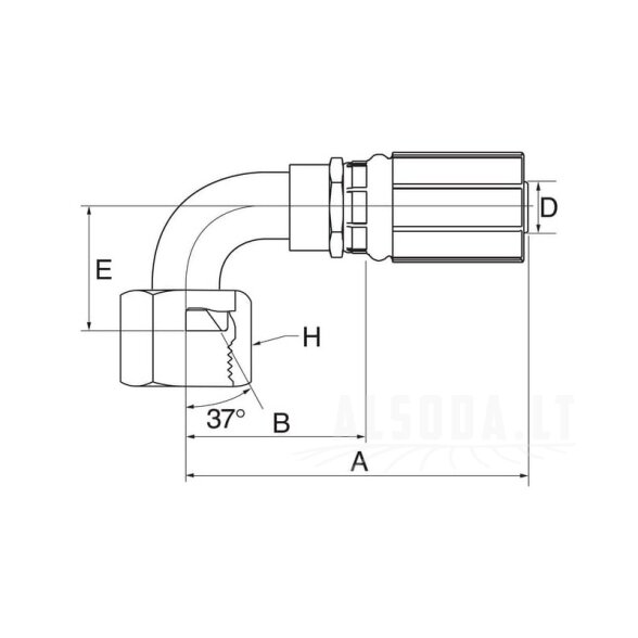 Įdėklas 90° D N19-1"5/16JIC 2