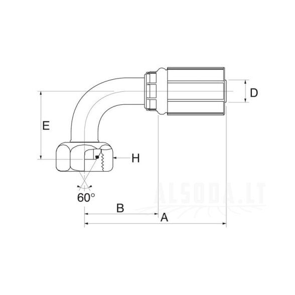 Įdėklas 90° DN19-1"BSP 2 Įdėklas 90° DN19-1"BSP 2