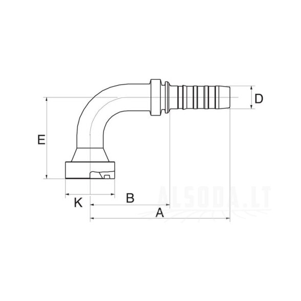 Įdėklas 90° DN20-47.6, tinkantis CAT 1 Įdėklas 90° DN20-47.6, tinkantis CAT 1