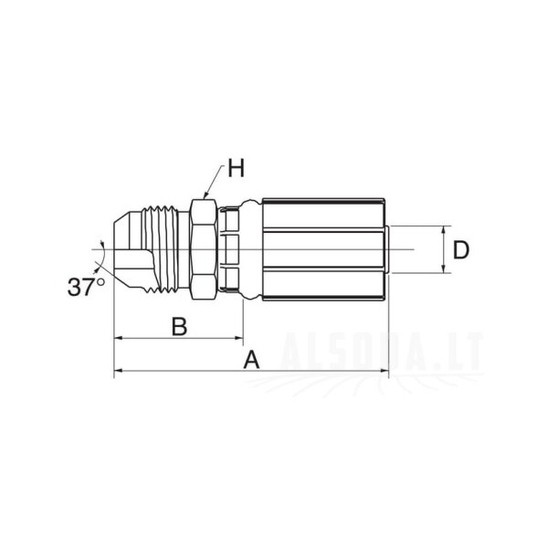 Įdėklas DN19-1"3/16 JIC 2 Įdėklas DN19-1"3/16 JIC 2