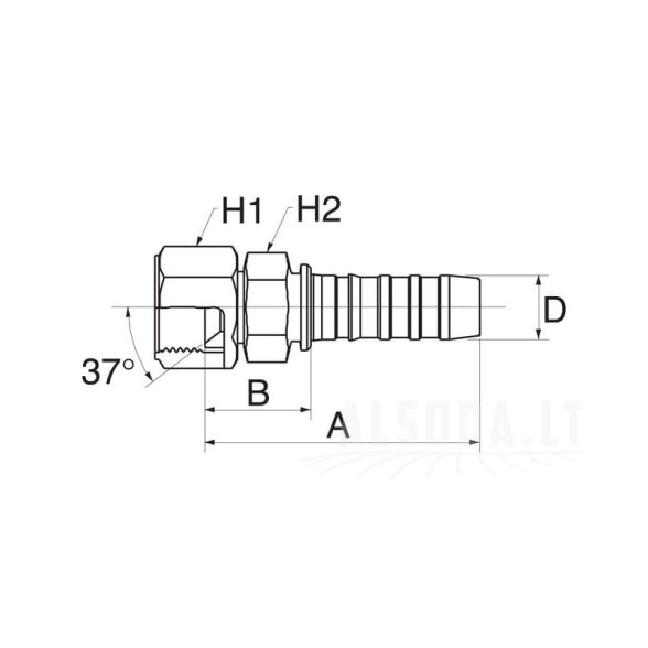 Įdėklas DN25-1"1/16JIC 1 Įdėklas DN25-1"1/16JIC 1