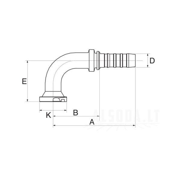 Įdėklas DN25-38.1 flanšas 90° 1