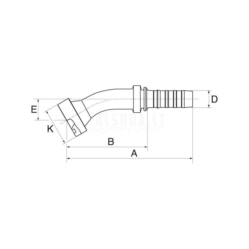 Įdėklas 30° DN20-47.6, tinkantis CAT 1 Įdėklas 30° DN20-47.6, tinkantis CAT 1