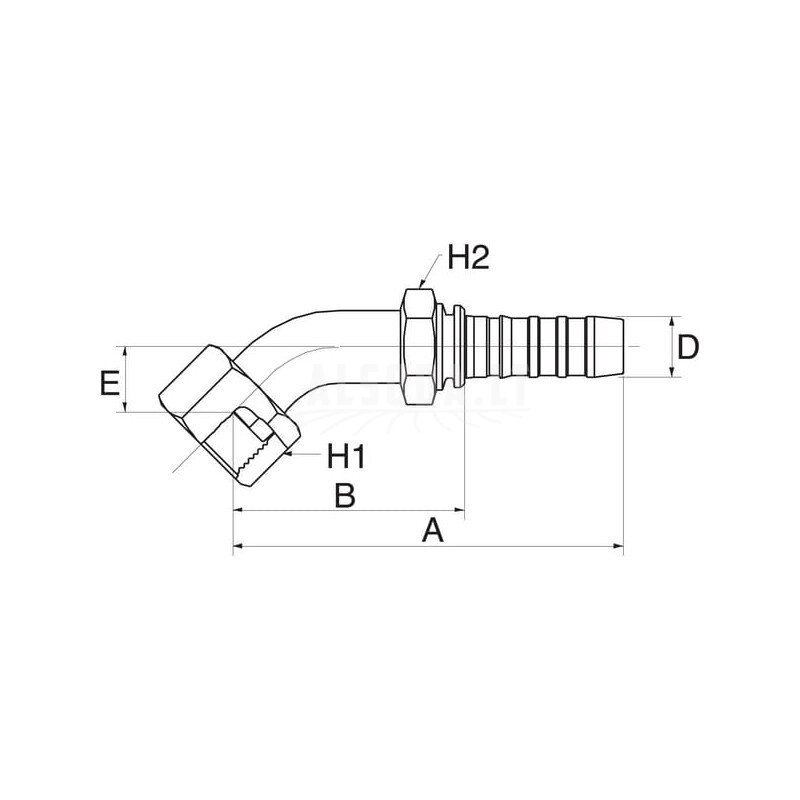 Įdėklas 45° DN20-1"3/16SAE 1