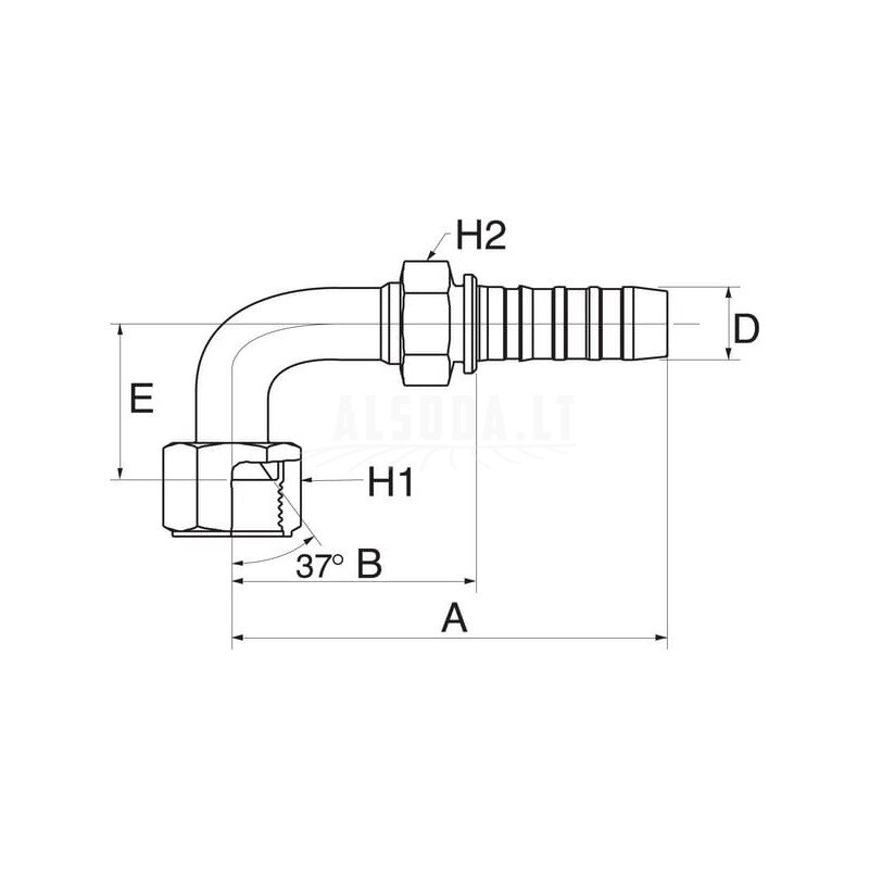 Įdėklas 90° D N20-1"5/16JIC 1
