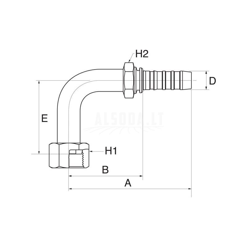 Įdėklas 90° DN16-1"SAE 1 Įdėklas 90° DN16-1"SAE 1