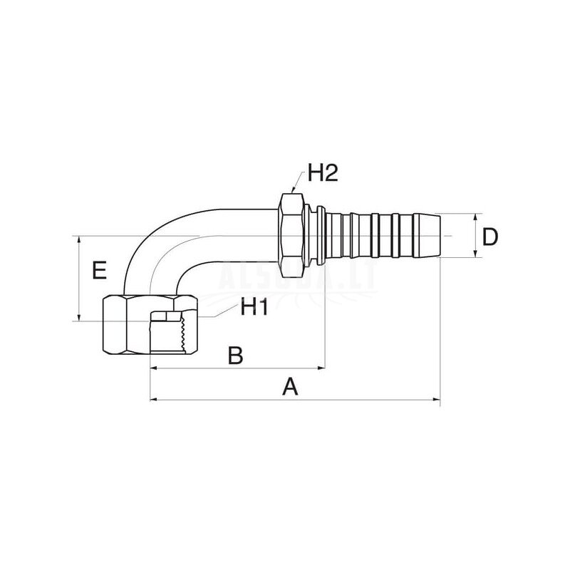 Įdėklas 90° DN16-1"SAE 1 Įdėklas 90° DN16-1"SAE 1