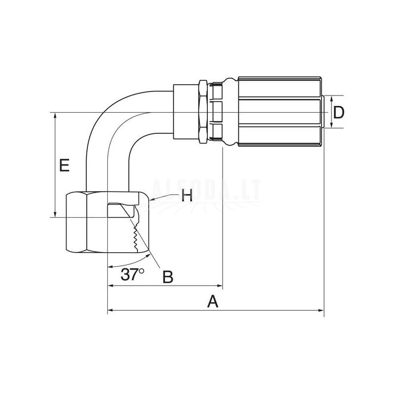 Įdėklas 90° DN16-7/8JIC 1