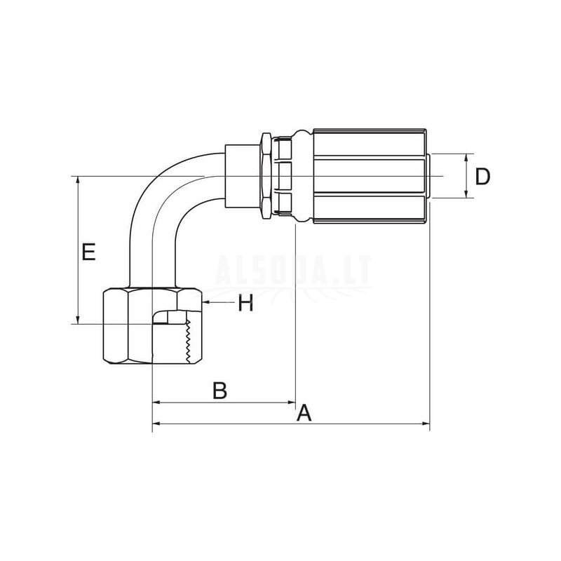 Įdėklas DN25-1"11/16ORFS 90° 1 Įdėklas DN25-1"11/16ORFS 90° 1