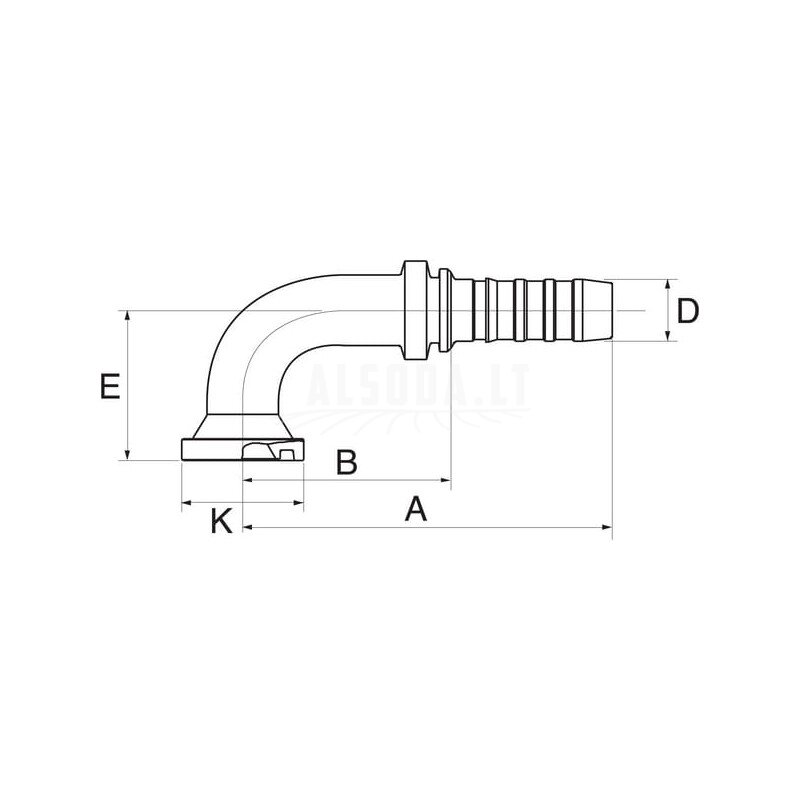 Įdėklas DN25-60.3 flanšas 90° 1 Įdėklas DN25-60.3 flanšas 90° 1