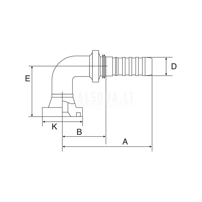 Įdėklas Komatsu 90° DN16-34.2 1 Įdėklas Komatsu 90° DN16-34.2 1