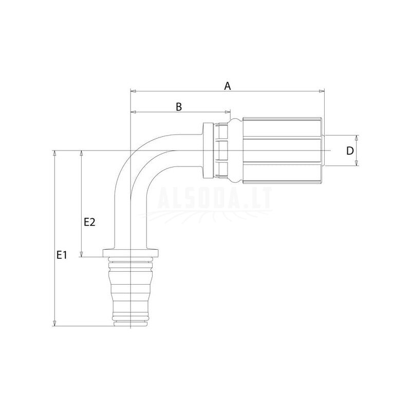 Įdėklas „Quick-Lok“ DN16 90° 1 Įdėklas „Quick-Lok“ DN16 90° 1