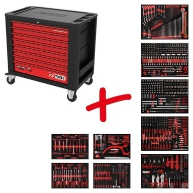 Įrankių vežimėlis Perfomanceplus P20 + 706 vnt įrankių, KS Tools
