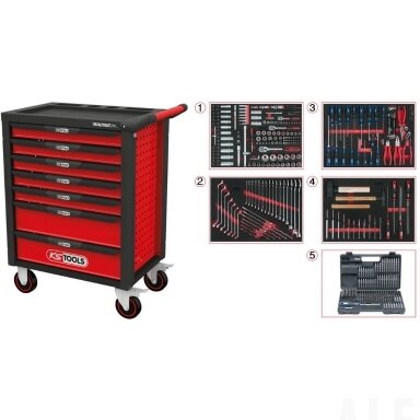 Įrankių vežimėlis RACINGline, 7 stalčiai +515vnt įrankių, KS Tools Įrankių vežimėlis RACINGline, 7 stalčiai +515vnt įrankių, KS Tools