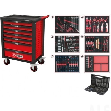 Įrankių vežimėlis RACINGline, 7 stalčiai +598vnt įrankių, KS Tools Įrankių vežimėlis RACINGline, 7 stalčiai +598vnt įrankių, KS Tools