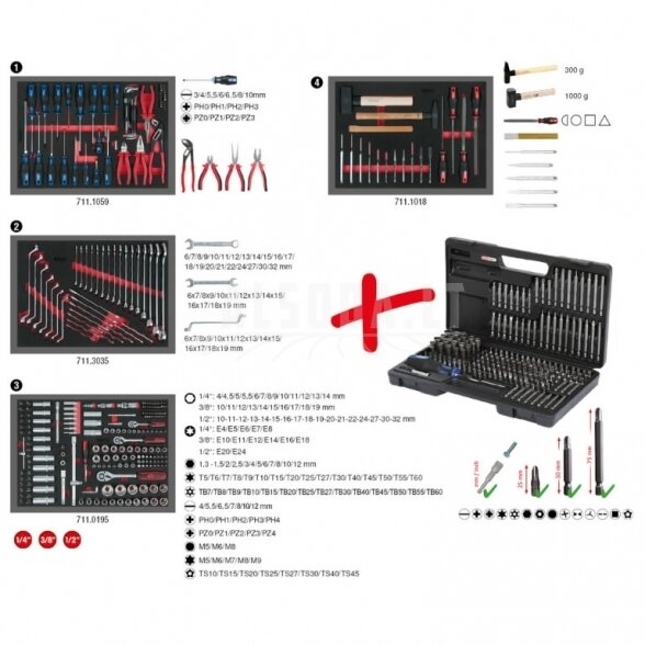 Įrankių vežimėlis RACINGline, 7 stalčiai +515vnt įrankių, KS Tools 1 Įrankių vežimėlis RACINGline, 7 stalčiai +515vnt įrankių, KS Tools 1