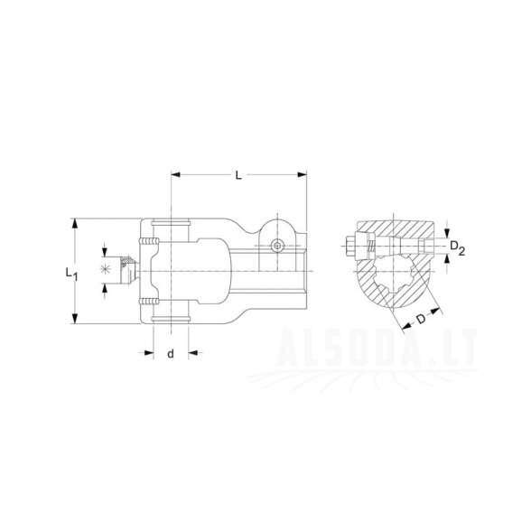Jungas, spaustuko varžtas, 1-3/8"-21 griovelis, P480 Walterscheid 1