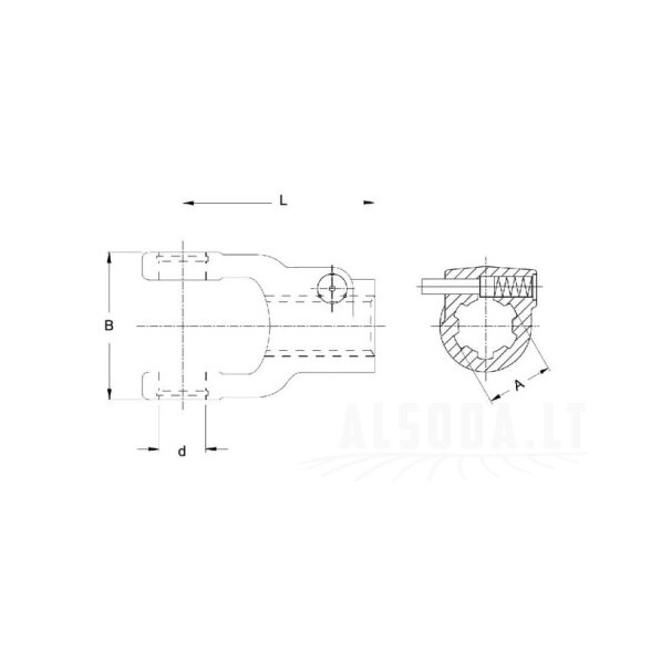 Jungtis, greito atjungimo, 28,7 mm -6 grioveliai, W2200/W200E Walterscheid 1