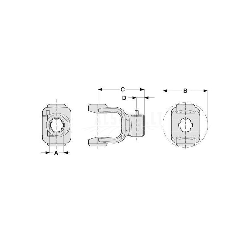 Jungas, greito atjungimo, 1-3/8"-21 griovelis, T10/V10 kampas 1