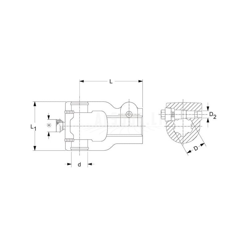 Jungas, spaustuko varžtas, 1-3/8"-21 griovelis, P480 Walterscheid 1