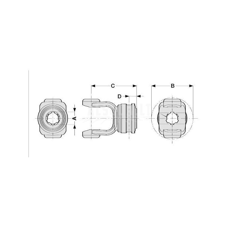 Jungtis, greito atjungimo, 1-3/8"-21 grioveliai, T20/V20 kampas 1 Jungtis, greito atjungimo, 1-3/8"-21 grioveliai, T20/V20 kampas 1