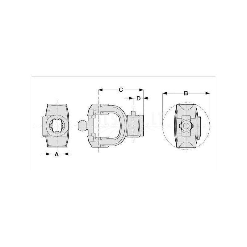 Jungtis, greito atjungimo, 1-3/8"-6 grioveliai, T CvJ 40/V CvJ 40 Corner 1 Jungtis, greito atjungimo, 1-3/8"-6 grioveliai, T CvJ 40/V CvJ 40 Corner 1