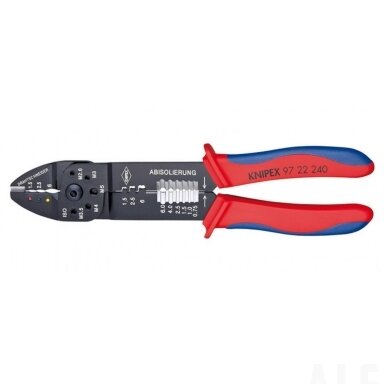 Kabelių kirpimo, nužievinimo, užspaudimo replės laidams 0,5-6mm, Knipex