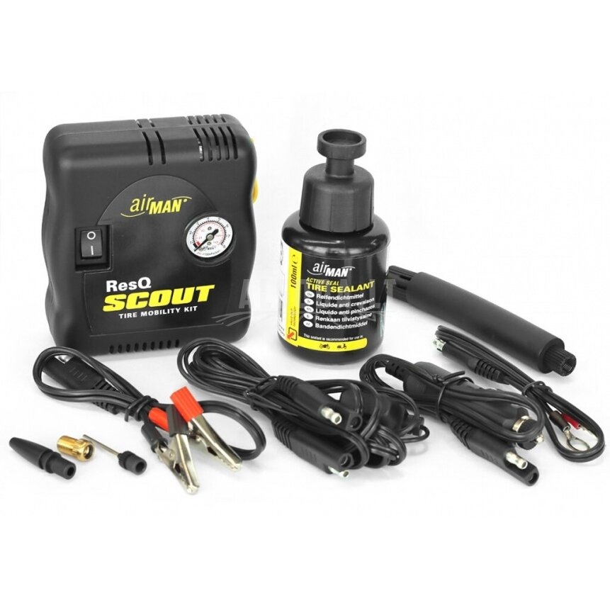 Kompresorius komplektas AirMan ResQ Scout 12V + 100 ml Tire Sealant 76-086 Kompresorius komplektas AirMan ResQ Scout 12V + 100 ml Tire Sealant 76-086