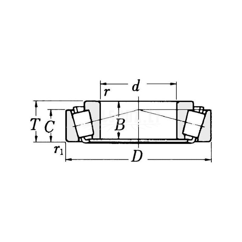 Kūginis ritininis guolis 25,4x62x19,05 mm Timken 1 Kūginis ritininis guolis 25,4x62x19,05 mm Timken 1