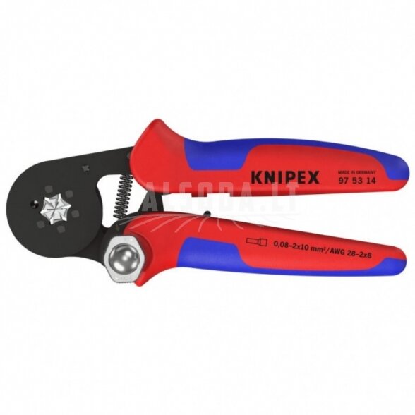 Laidų antgalių užspaudimo replės 0.08-16mm², 6-kant, Knipex Laidų antgalių užspaudimo replės 0.08-16mm², 6-kant, Knipex