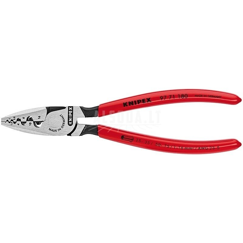 Laidų antgalių užspaudimo replės 0.25 - 16mm2, Knipex Laidų antgalių užspaudimo replės 0.25 - 16mm2, Knipex