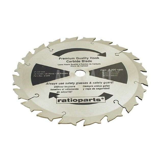 Medžių ir žolės pjovimo diskas 250x20mm Z20, Ratioparts