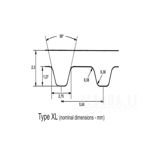 Paskirstymo diržas XL 85 dantų 17x3/4" / 431,8x19,05 mm Optibelt 1 Paskirstymo diržas XL 85 dantų 17x3/4" / 431,8x19,05 mm Optibelt 1