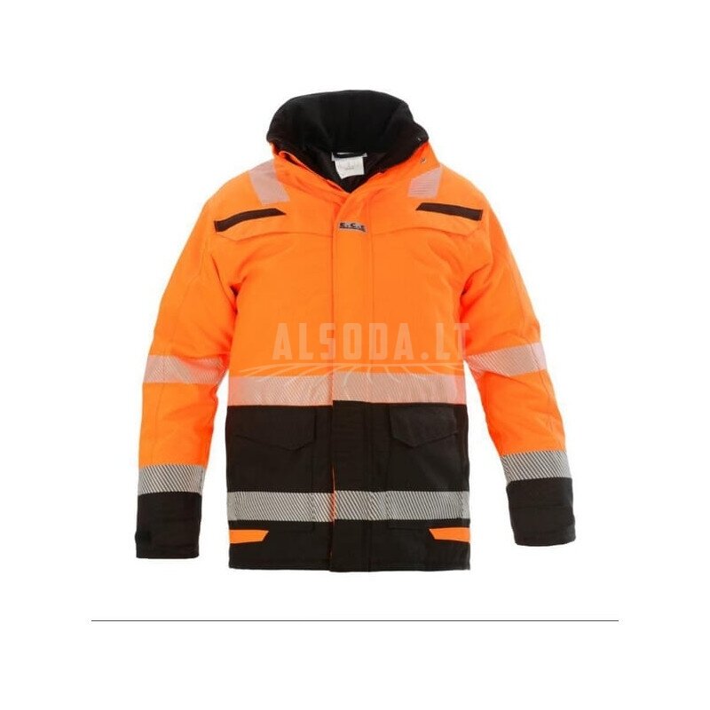 Parka striukė, gerai matoma, oranžinės-juodos spalvos, S dydis, JK: 34/EU: 48, RS Line, Juta, „Hydrowear“