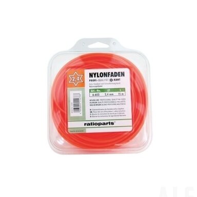 Pjovimo gija Ratioparts Nylon line (2,0 mm/15 m, oranžinė, 6-briaunė) Pjovimo gija Ratioparts Nylon line (2,0 mm/15 m, oranžinė, 6-briaunė)