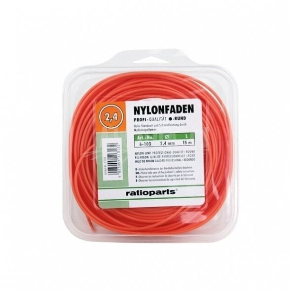 Pjovimo gija Ratioparts Nylon line (2,0 mm/15 m, oranžinė, apvali) Pjovimo gija Ratioparts Nylon line (2,0 mm/15 m, oranžinė, apvali)