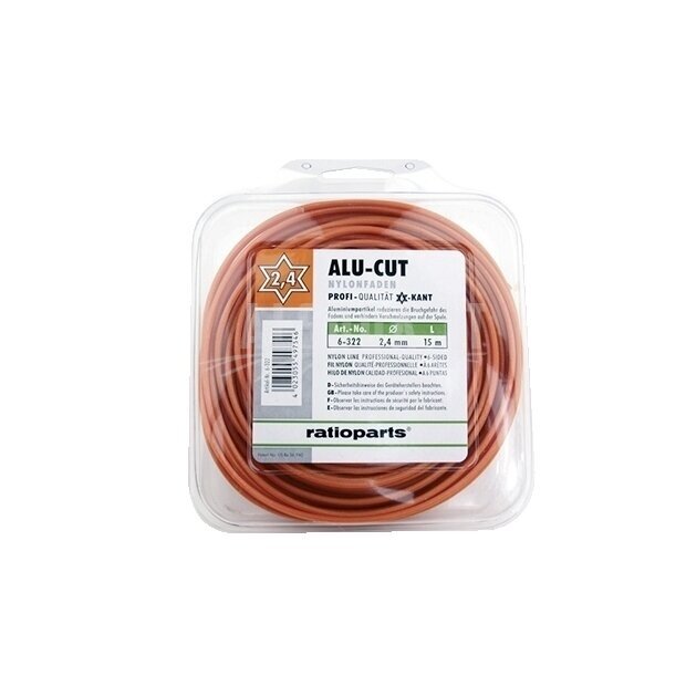 Pjovimo gija Ratioparts Alucutline (2,0 mm/15 m, oranžinė, 6-briaunė) Pjovimo gija Ratioparts Alucutline (2,0 mm/15 m, oranžinė, 6-briaunė)