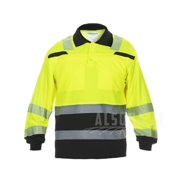 Polo marškinėliai, XL/44 dydžio, ilgomis rankovėmis, geltoni/juodi, „Hydrowear“ Polo marškinėliai, XL/44 dydžio, ilgomis rankovėmis, geltoni/juodi, „Hydrowear“