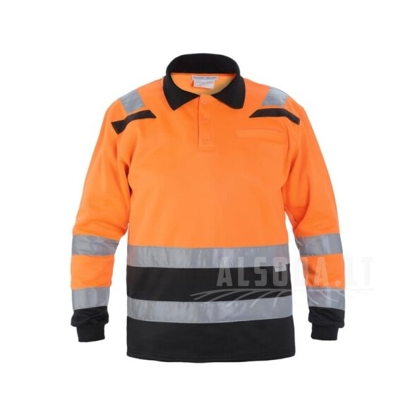 Polo megztinis ilgomis rankovėmis, 5XL/50 dydis, oranžinis/juodas, „Hydrowear“ Polo megztinis ilgomis rankovėmis, 5XL/50 dydis, oranžinis/juodas, „Hydrowear“