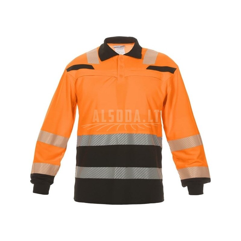 Polo marškinėliai, S/38 dydis, ilgomis rankovėmis, oranžiniai/juodi, „Hydrowear“ Polo marškinėliai, S/38 dydis, ilgomis rankovėmis, oranžiniai/juodi, „Hydrowear“