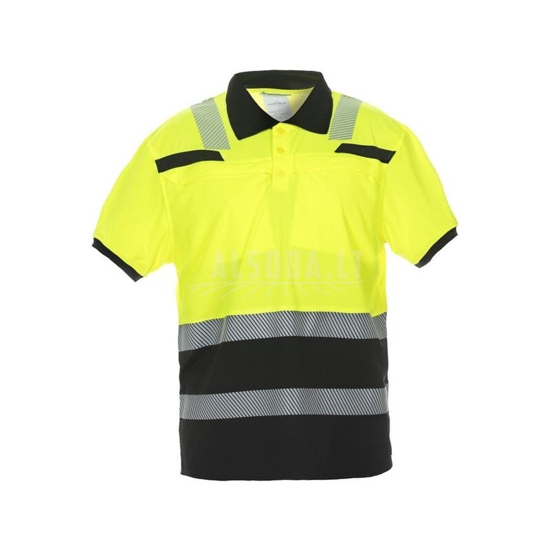 Polo marškinėliai, S/38 dydis, trumpomis rankovėmis, geltoni/juodi, „Hydrowear“