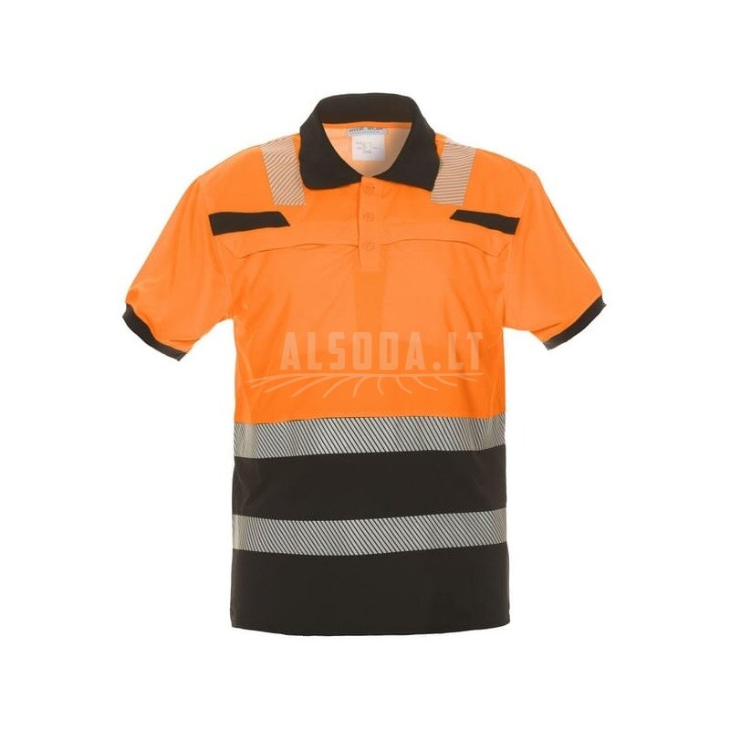 Polo marškinėliai, XL/44 dydis, trumpomis rankovėmis, oranžiniai/juodi, „Hydrowear“
