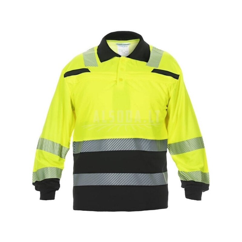 Polo marškinėliai, XL/44 dydžio, ilgomis rankovėmis, geltoni/juodi, „Hydrowear“ Polo marškinėliai, XL/44 dydžio, ilgomis rankovėmis, geltoni/juodi, „Hydrowear“