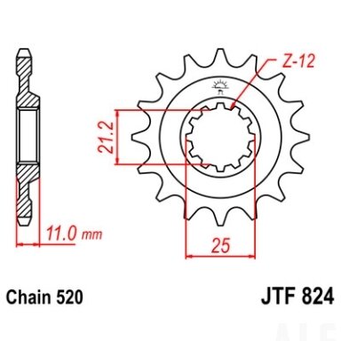 Priekinė žvaigždė JTF 824-16 16T 520
