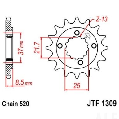 Priekinė žvaigždė JTF1309-14 14T, 520