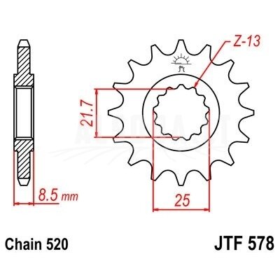 Priekinė žvaigždė JTF 578-16 Priekinė žvaigždė JTF 578-16