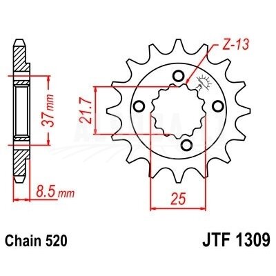 Priekinė žvaigždė JTF1309-14 14T, 520