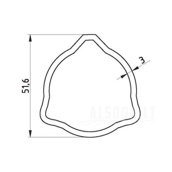 Profilinis vamzdis, išorinis trikampis, T50, Ø į vidų: 45,6, Ø iš išorės: 51,6x45,6x3 mm, ilgis: 1,4 m, kampas 1 Profilinis vamzdis, išorinis trikampis, T50, Ø į vidų: 45,6, Ø iš išorės: 51,6x45,6x3 mm, ilgis: 1,4 m, kampas 1