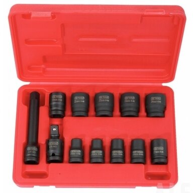 Smūginių galvučių komplektas, trumpos 1/2" 10-24mm 12-vnt, KS Tools