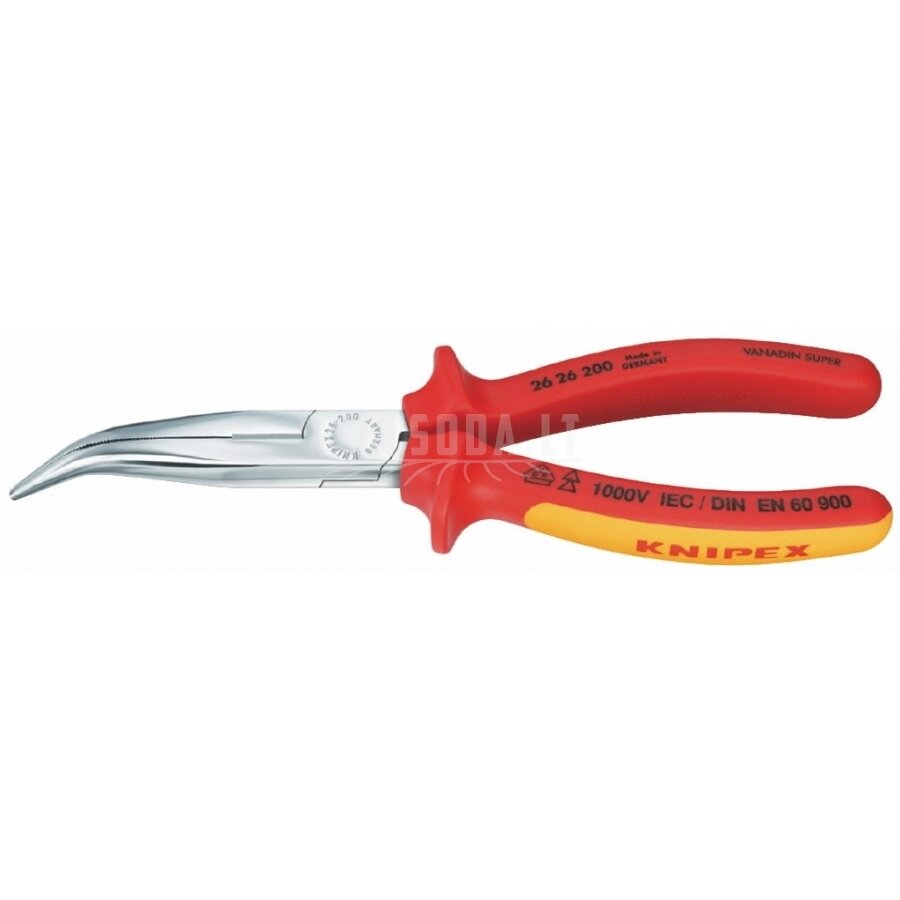 Smailianosės lenktos replės 200mm VDE, Knipex